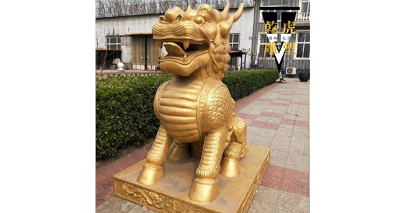 浇筑纯铜动物雕塑厂  铸铜麒麟雕塑