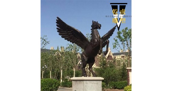 复古石雕动物雕塑工厂  铸铜飞马雕塑