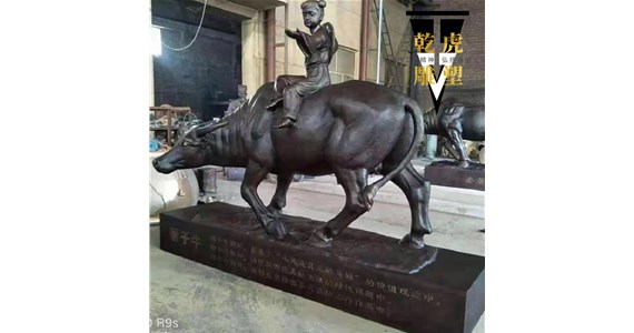 庭院动物雕塑较便宜的   铸铜牧童骑牛雕塑