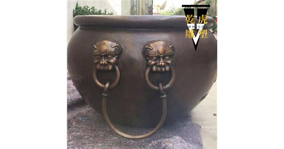 民宿铜缸雕塑   